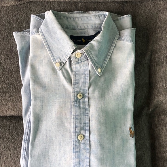 Ralph Lauren chambray Oxford shirt, gently worn and dry cleaned - Picture 1 of 4